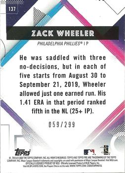 2020 Topps Fire - Orange #137 Zack Wheeler Back