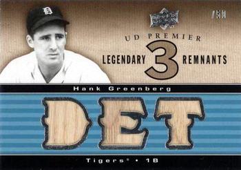 2008 Upper Deck Premier - Legendary Remnants Triple #LR3-HG Hank Greenberg Front