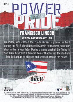 2020 Topps Fire - Power and Pride Gold Minted #PP-4 Francisco Lindor Back