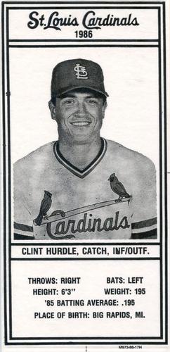 1986 Schnucks Milk St. Louis Cardinals #NNO Clint Hurdle Front