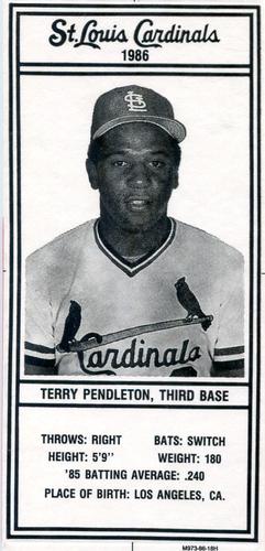 1986 Schnucks Milk St. Louis Cardinals #NNO Terry Pendleton Front