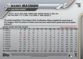 2020 Topps Chrome Ben Baller Edition #76 Manny Machado Back