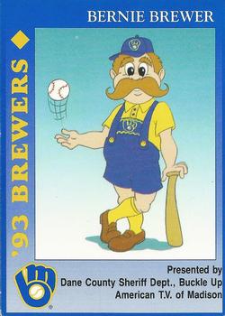 1993 Milwaukee Brewers Police - Dane County Sheriff Dept., Buckle Up, American T.V. of Madison #NNO Bernie Brewer Front