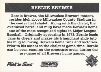 1994 Milwaukee Brewers Police - Wisconsin Capitol Police & State Capitol Employees Credit Union #NNO Bernie Brewer Back