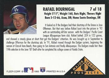 1993 Fleer - Major League Prospects (Series Two) #7 Rafael Bournigal Back
