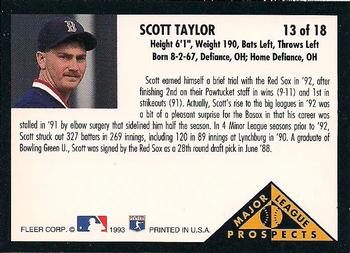 1993 Fleer - Major League Prospects (Series Two) #13 Scott Taylor Back