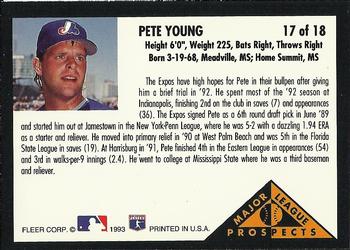1993 Fleer - Major League Prospects (Series Two) #17 Pete Young Back
