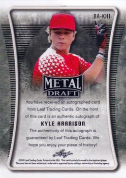 2020 Leaf Metal Draft #BA-KH1 Kyle Harrison Back