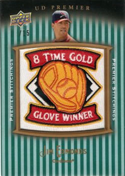 2008 Upper Deck Premier - Stitchings Gold #PSTI-JE Jim Edmonds Front