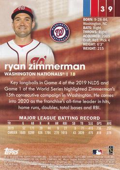 2020 Stadium Club - Red Foil #39 Ryan Zimmerman Back