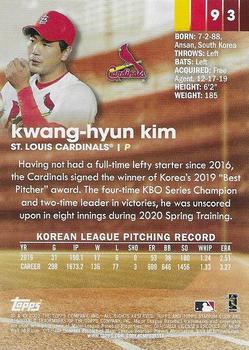 2020 Stadium Club - Red Foil #93 Kwang-Hyun Kim Back