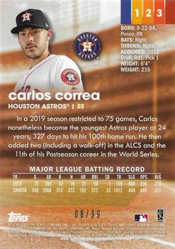2020 Stadium Club - Chrome Orange Refractor #123 Carlos Correa Back