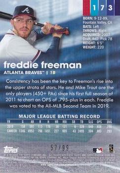 2020 Stadium Club - Chrome Orange Refractor #173 Freddie Freeman Back