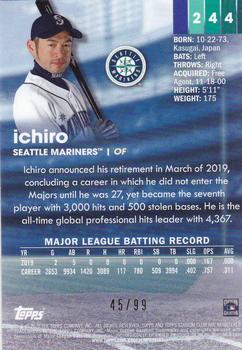 2020 Stadium Club - Chrome Orange Refractor #244 Ichiro Back