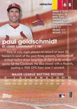 2020 Stadium Club - Chrome Gold Minted Refractor #68 Paul Goldschmidt Back