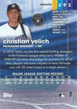 2020 Stadium Club - Chrome Gold Minted Refractor #292 Christian Yelich Back