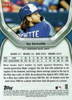 2020 Stadium Club - In the Wings #ITW-6 Bo Bichette Back