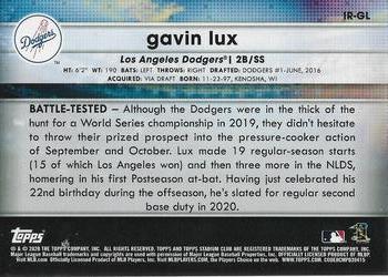 2020 Stadium Club - Instavision #IR-GL Gavin Lux Back