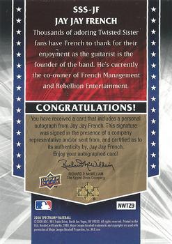 2008 Upper Deck Spectrum - Spectrum of Stars Signatures #SSS-JF Jay Jay French Back