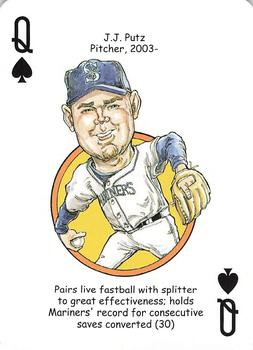 2008 Hero Decks Seattle Mariners Baseball Heroes Playing Cards #Q♠ J.J. Putz Front