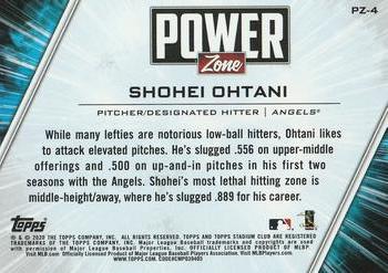 2020 Stadium Club - Power Zone #PZ-4 Shohei Ohtani Back
