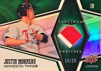 2008 Upper Deck Spectrum - Spectrum Swatches Green Patch #SS-MO Justin Morneau Front