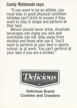 1991 Milwaukee Brewers Police - Monroe Police, The Monroe Clinic, Dicks Supermarket & Swiss Colony #NNO Candy Maldonado Back
