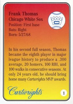 1992 Cartwrights Players Choice MVP - Blue Foil #1 Frank Thomas Back