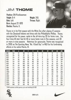 2006 Nike Pro Chicago White Sox #4 Jim Thome Back