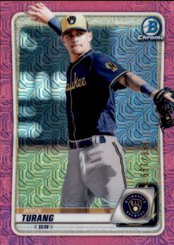 2020 Bowman - Chrome Prospects Mojo Refractors Pink #BCP-35 Brice Turang Front