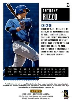 2020 Panini Contenders #32 Anthony Rizzo Back