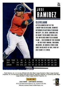 2020 Panini Contenders #96 Jose Ramirez Back