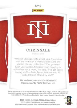 2020 Panini National Treasures #9 Chris Sale Back