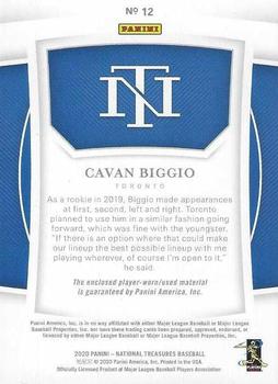 2020 Panini National Treasures #12 Cavan Biggio Back