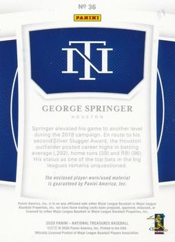 2020 Panini National Treasures #36 George Springer Back