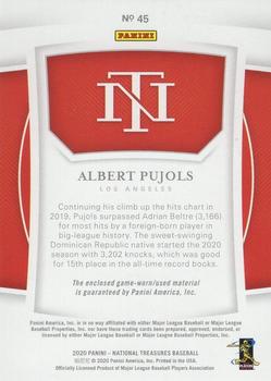 2020 Panini National Treasures #45 Albert Pujols Back