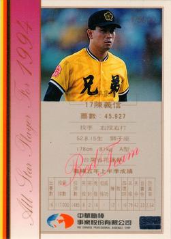 1994 CPBL All-Star Players #NNO Yi-Hsin Chen Back