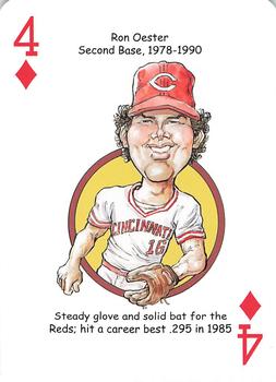 2013 Hero Decks Cincinnati Reds Baseball Heroes Playing Cards #4♦ Ron Oester Front