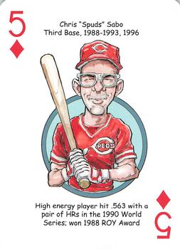 2013 Hero Decks Cincinnati Reds Baseball Heroes Playing Cards #5♦ Chris Sabo Front