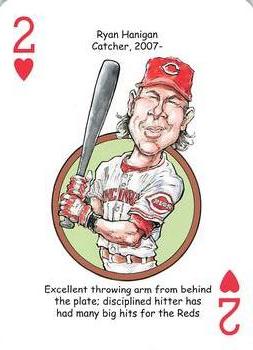 2013 Hero Decks Cincinnati Reds Baseball Heroes Playing Cards #2♥ Ryan Hanigan Front