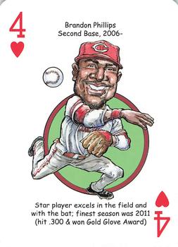 2013 Hero Decks Cincinnati Reds Baseball Heroes Playing Cards #4♥ Brandon Phillips Front