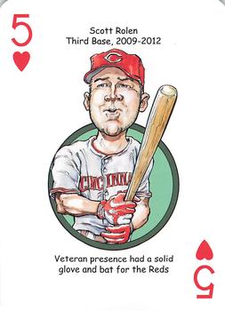 2013 Hero Decks Cincinnati Reds Baseball Heroes Playing Cards #5♥ Scott Rolen Front