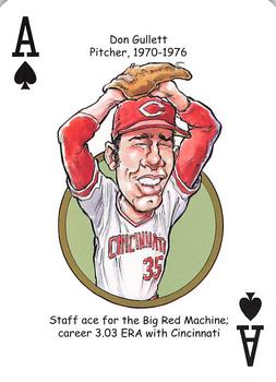2013 Hero Decks Cincinnati Reds Baseball Heroes Playing Cards #A♠ Don Gullett Front