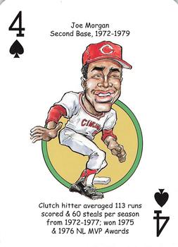 2013 Hero Decks Cincinnati Reds Baseball Heroes Playing Cards #4♠ Joe Morgan Front