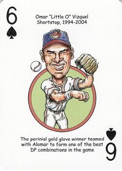 2006 Hero Decks Cleveland Indians Baseball Heroes Playing Cards #6♠ Omar Vizquel Front