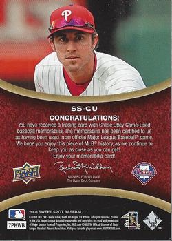 2008 Upper Deck Sweet Spot - Swatches #SS-CU Chase Utley Back