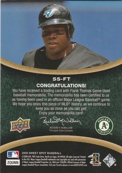 2008 Upper Deck Sweet Spot - Swatches #SS-FT Frank Thomas Back