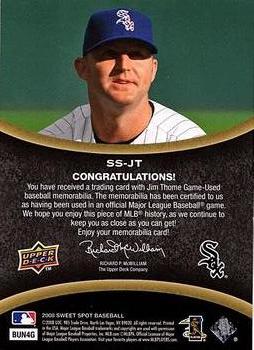 2008 Upper Deck Sweet Spot - Swatches #SS-JT Jim Thome Back