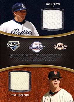 2008 Upper Deck Sweet Spot - Swatches Dual #DS-PL Jake Peavy / Tim Lincecum Front