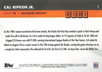 2020 Topps x Cal Ripken: 2131 #3 Cal Ripken Jr. Back